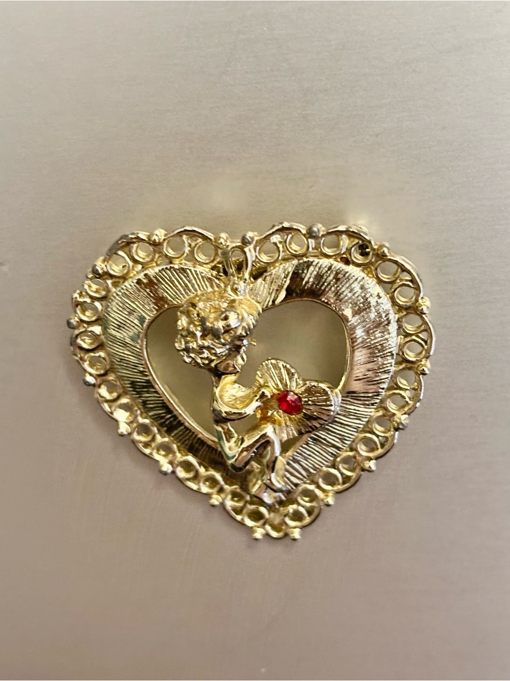Beatrix signed Heart Cupid Brooch